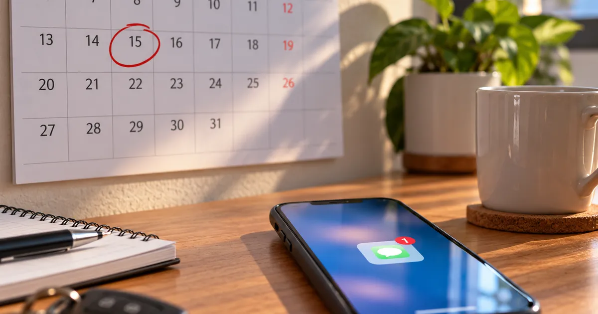 Calendario con una fecha de vencimiento marcada